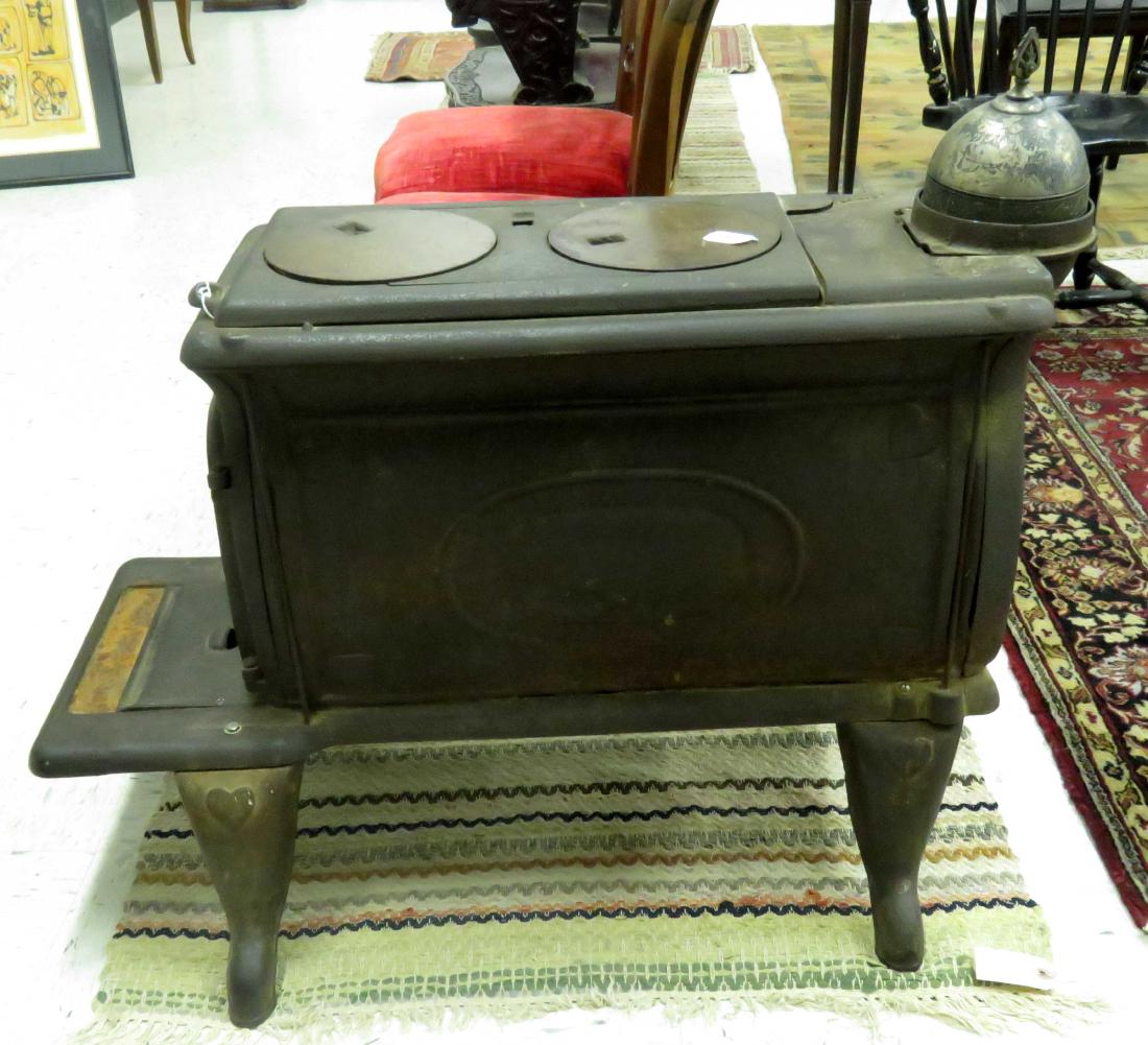B & H 28 CAST IRON BOX STOVE, 19TH CENTURY. HEIGHT 25";