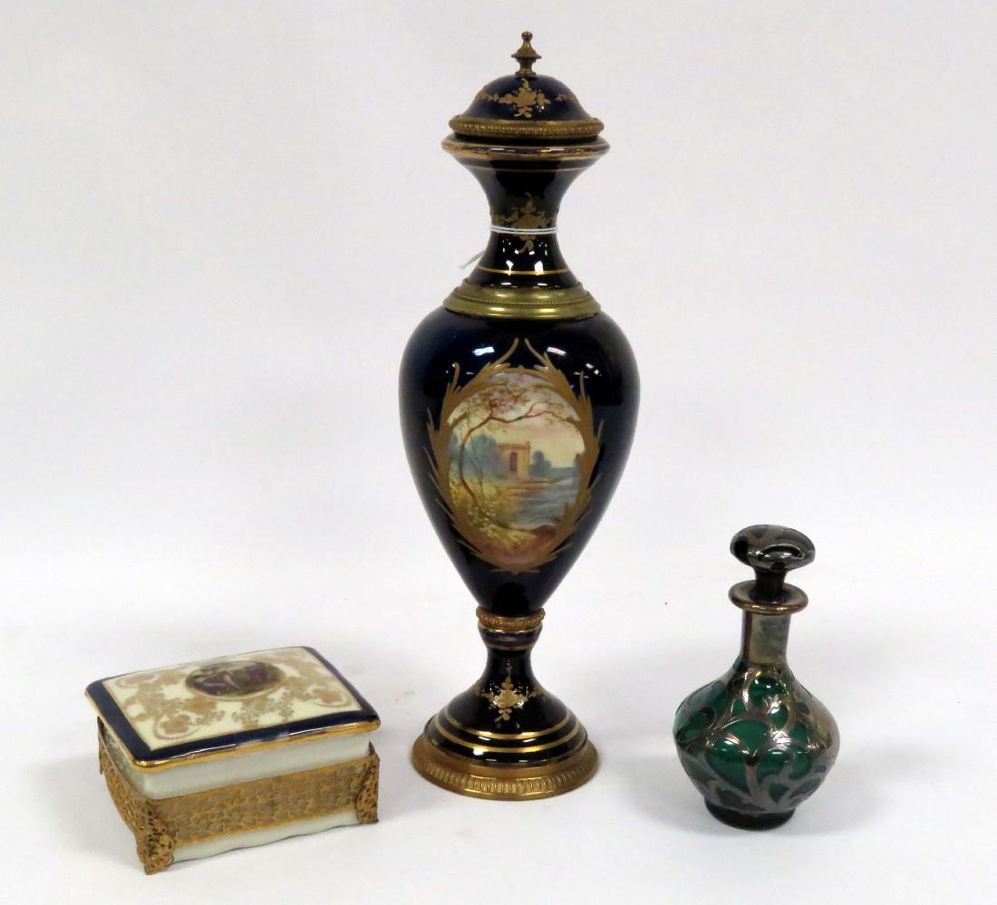 LOT (3) INCLUDING VIENNA STYLE HAND PAINTED COBALT (1 of 3)