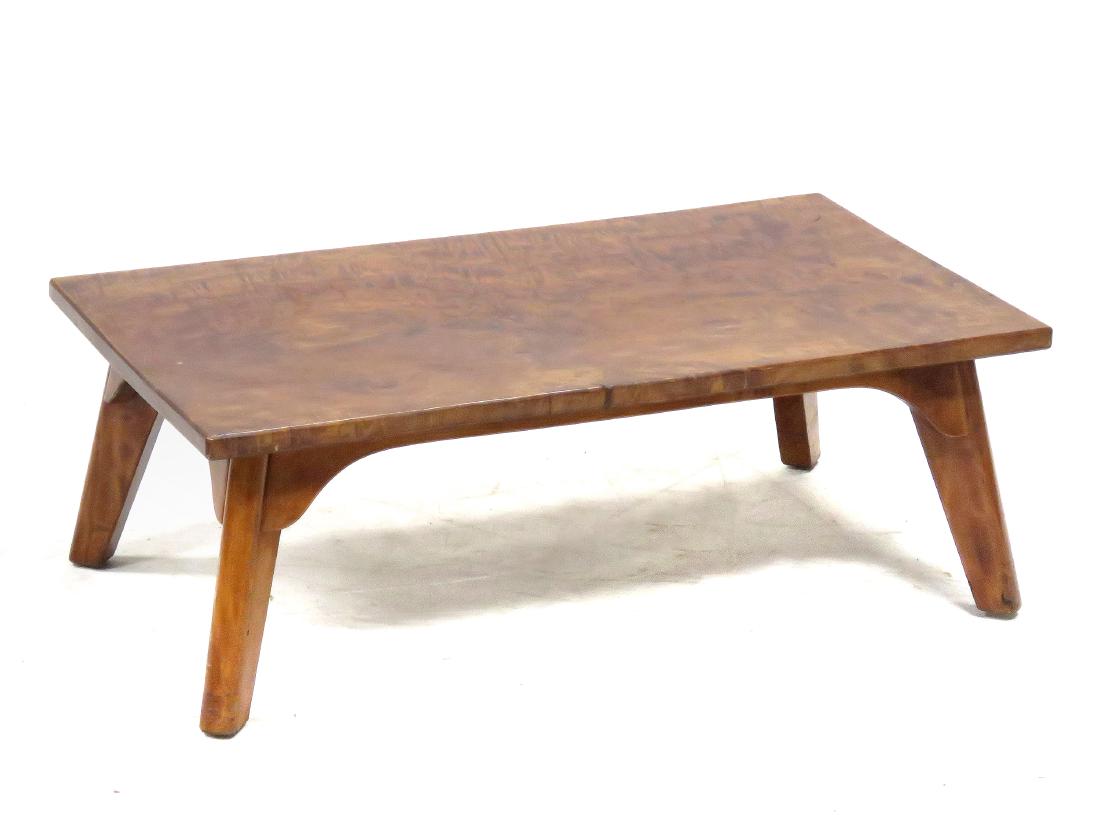 CRAFTSMAN MADE BURL MAHOGANY LOW TABLE, C.1930. HEIGHT (1 of 3)