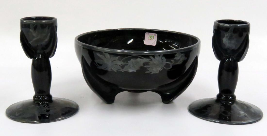 ART DECO AMETHYST GLASS WITH SILVER OVERLAY CENTER BOWL (1 of 1)