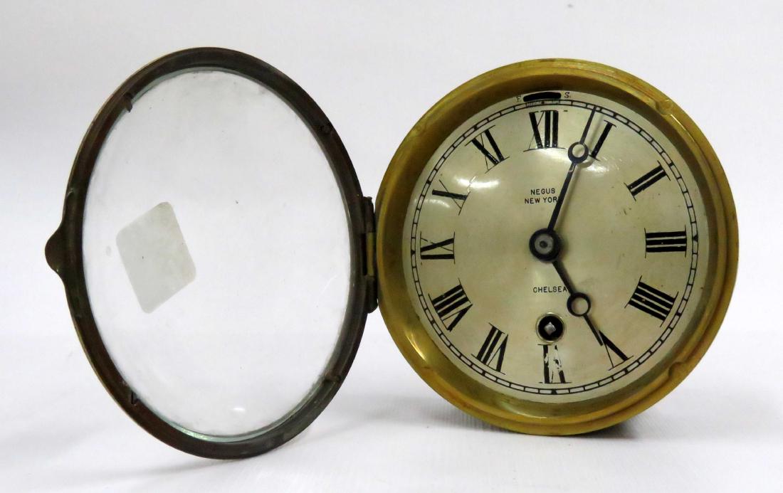 CHELSEA/NEGUS, NEW YORK BRASS SHIP'S CLOCK. DIAMETER 5" (1 of 1)