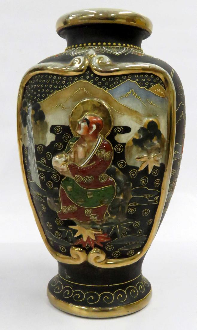 SATSUMA RELIEF DECORATED VASE, SIGNED. HEIGHT 12 1/2" (1 of 1)