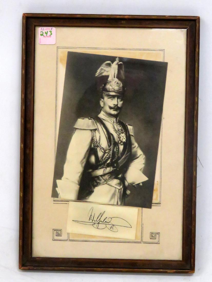 VINTAGE PHOTO AND SIGNATURE OF WILHELM KING OF PRUSSIA.: VINTAGE PHOTO AND SIGNATURE OF WILHELM KING OF PRUSSIA. 8 1/2 X 5 3/4"; FRAMED AND GLAZED-15 X 10"