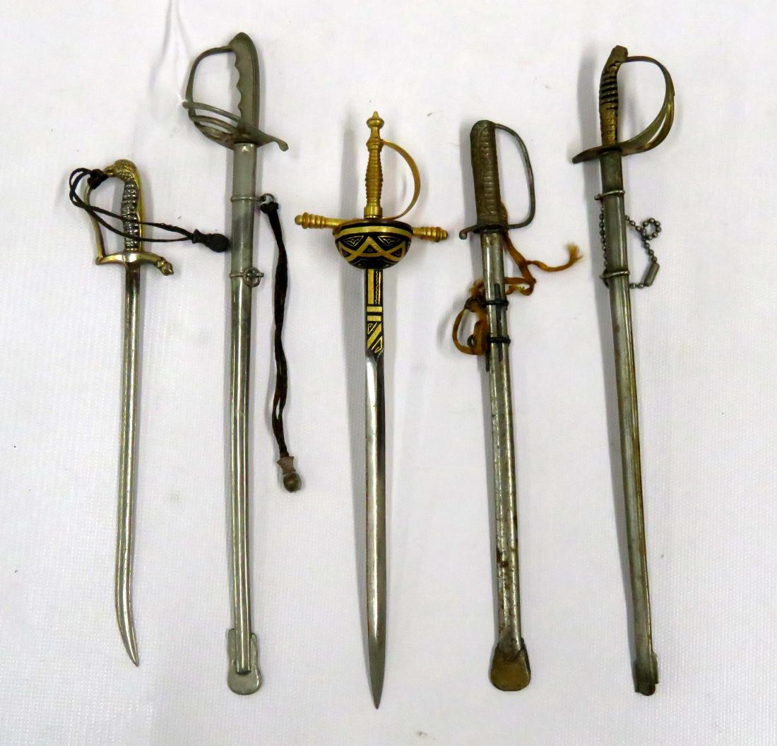 LOT (5) ASSORTED MINIATURE SWORDS (1 of 2)