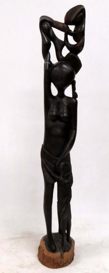 MAKONDE, ANGOLA, CARVED LIGNUM VITAE FIGURAL GROUP. (1 of 1)