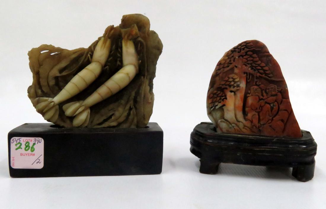 LOT (2) CHINESE CARVED SOAPSTONE GROUPS (1 of 1)