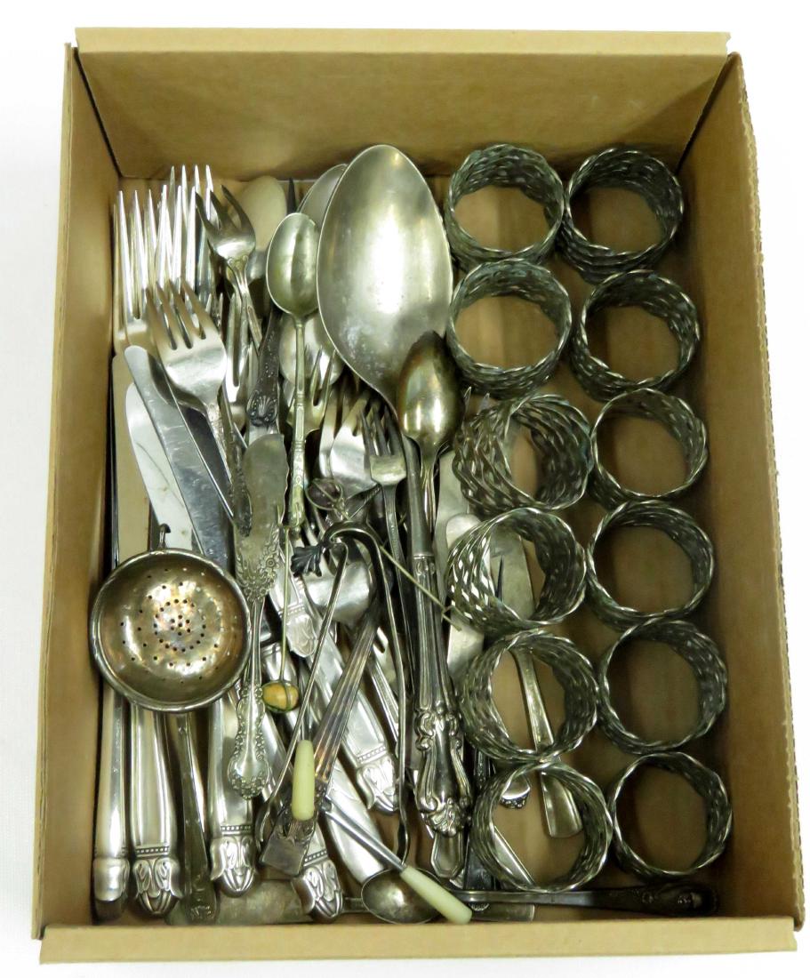 BOX LOT SILVER PLATE INCLUDING FLATWARE AND SET (12) (1 of 1)
