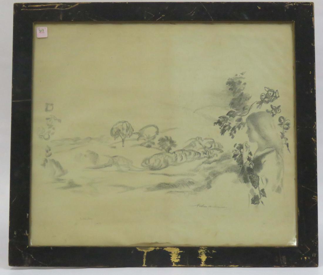 ARTHUR BOWEN DAVIES (AMERICAN 1862-1928), CHARCOAL ON (1 of 3)