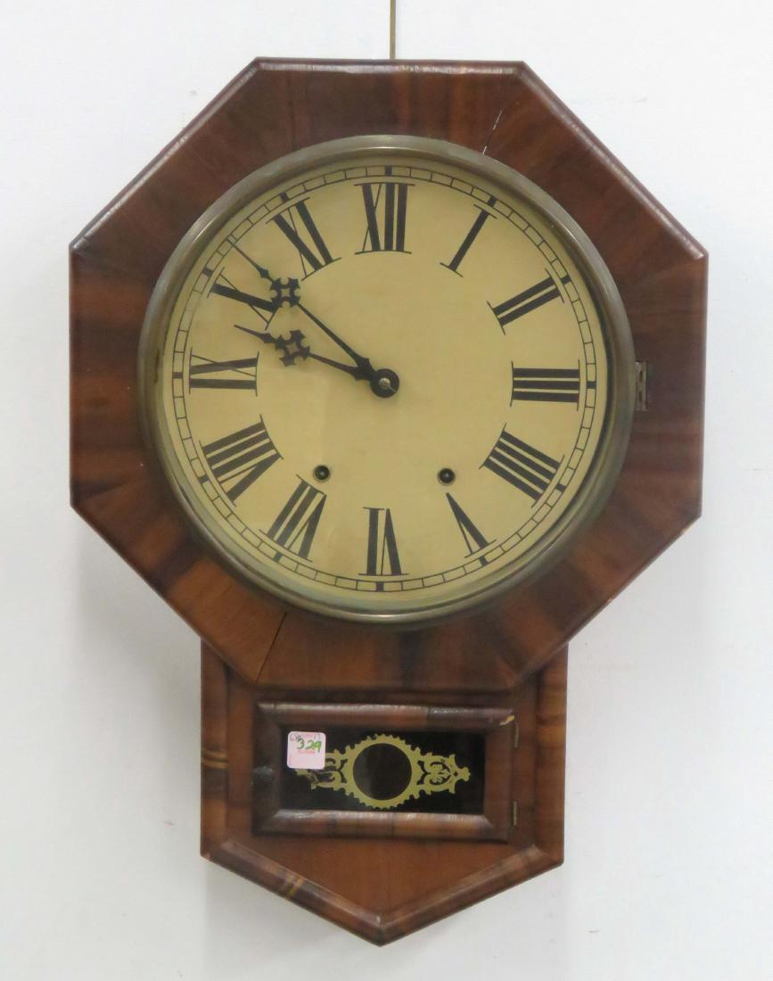 ROSEWOOD SHORT DROP REGULATOR WALL CLOCK. HEIGHT 24" (1 of 1)