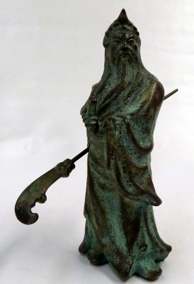 CHINESE BRONZE FIGURE OF A WARRIOR. HEIGHT 12" (1 of 2)