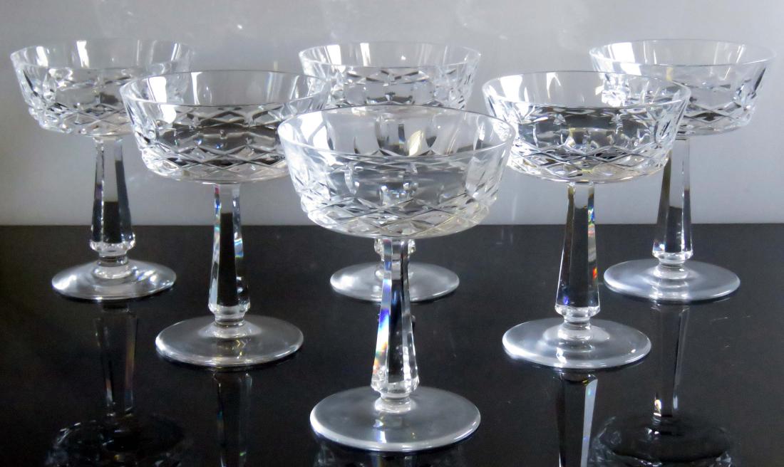 SET (15) GALWAY CRYSTAL CHAMPAGNES, SIGNED. HEIGHT 5 (1 of 2)