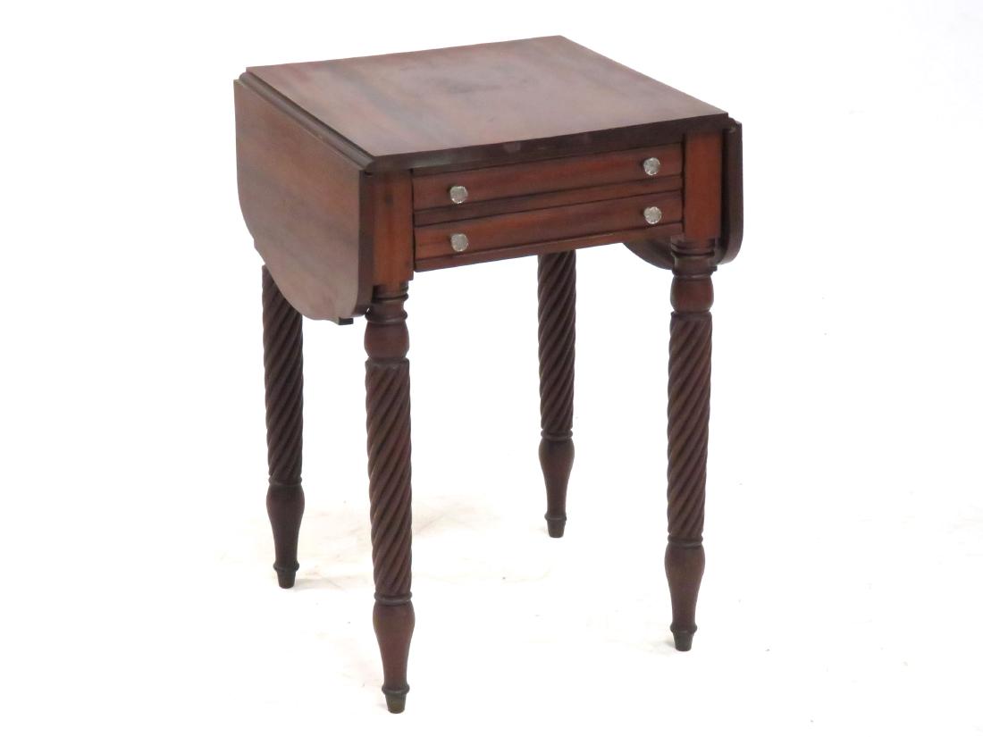FEDERAL CARVED MAHOGANY DROP-LEAF WORK STAND, 19TH (1 of 4)