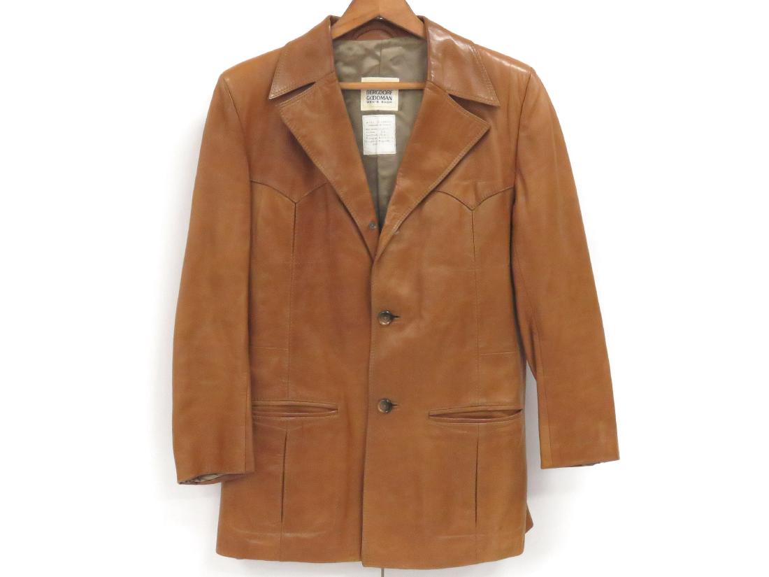 MEN'S RUST LEATHER JACKET MADE FOR BERGDORF GOODMAN, (1 of 3)