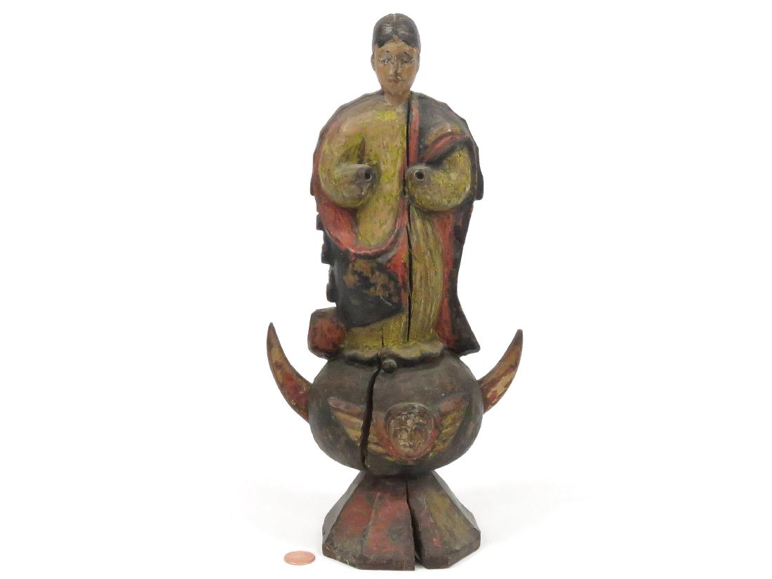 SPANISH COLONIAL CARVED AND PAINTED SANTOS FIGURE, 19TH (1 of 3)