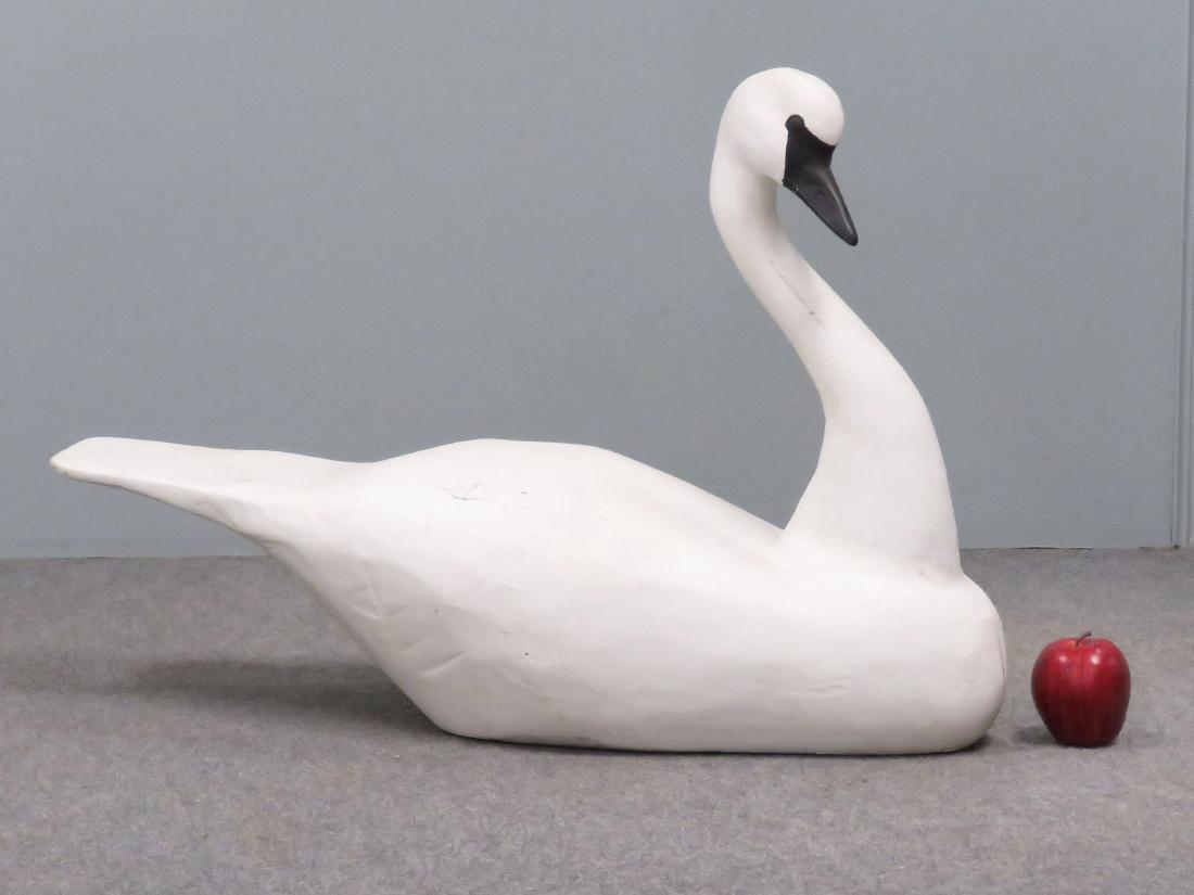 CARVED PAINTED WOOD SWAN, SIGNED JOHN N. AVAKIAN 1983. (1 of 4)