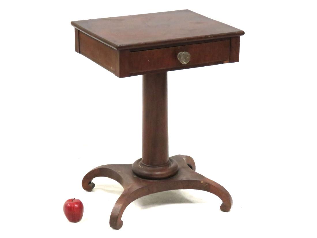 EMPIRE CARVED MAHOGANY SINGLE DRAWER WORK TABLE, 19TH (1 of 2)