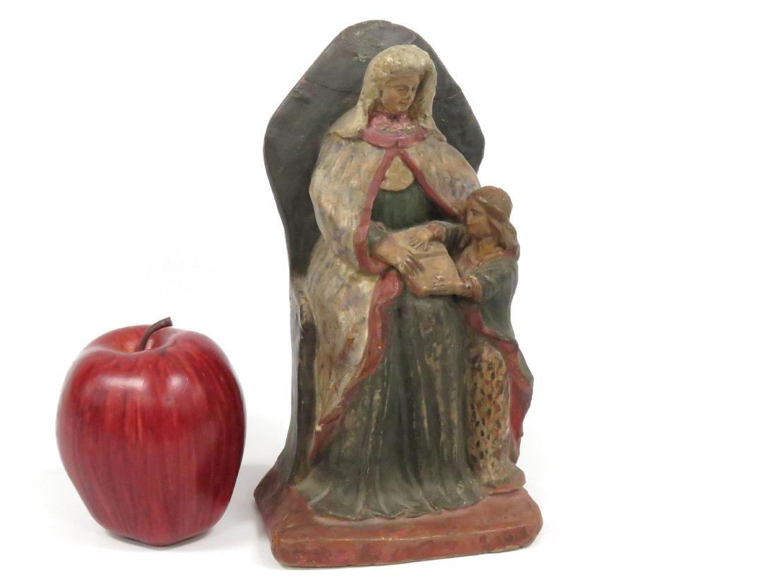 SPANISH COLONIAL POLYCHROME POTTERY SANTOS FIGURE, 19TH (1 of 5)