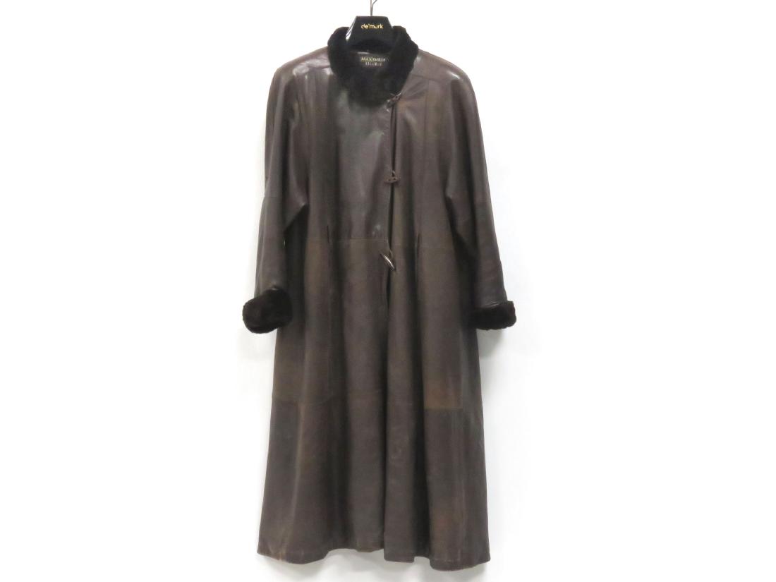 MAXIMILIAN ALTA MODA LEATHER AND FUR LINED LONG COAT. (1 of 5)