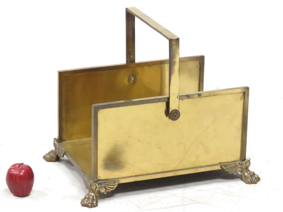 REGENCY STYLE BRASS MAGAZINE/LOG HOLDER. HEIGHT 18"; (1 of 2)