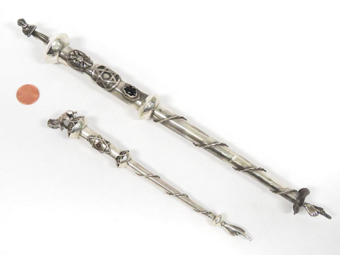 LOT (2) SILVER TORAH POINTERS. LENGTH 7 1/2-12" (1 of 5)