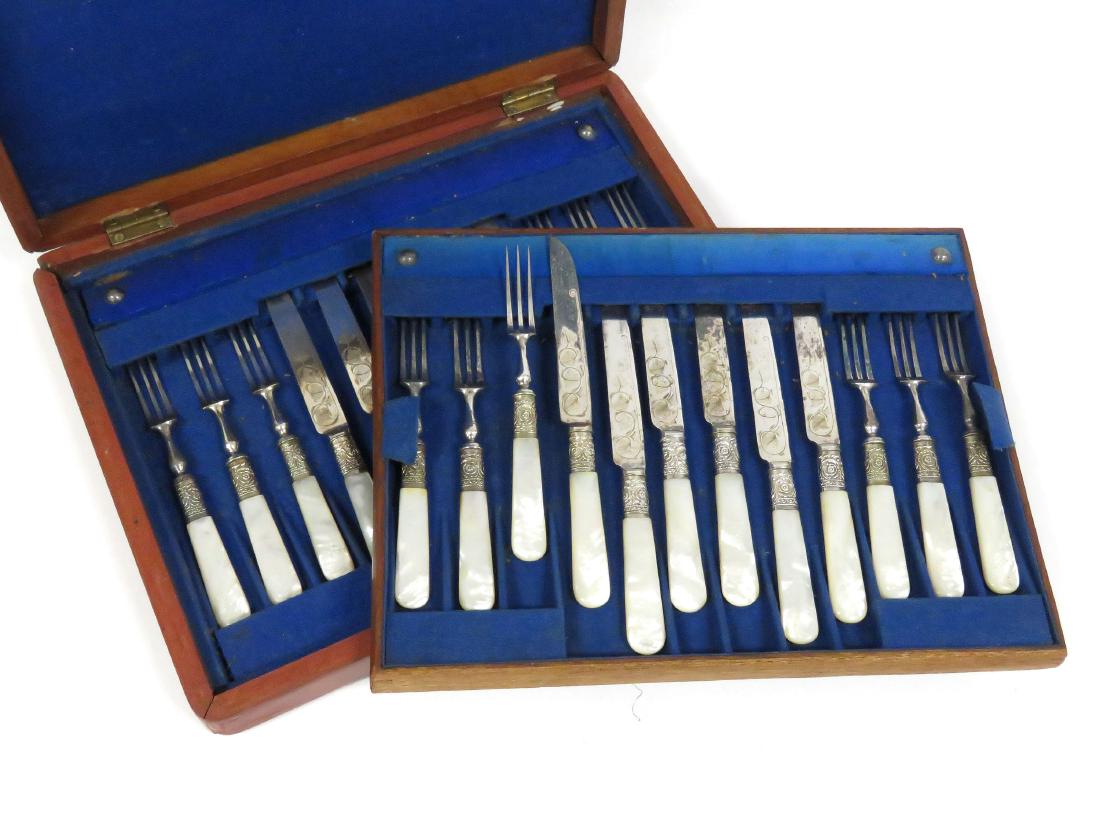 VICTORIAN MOTHER-OF-PEARL MOUNTED FRUIT SET FOR (12), (1 of 3)