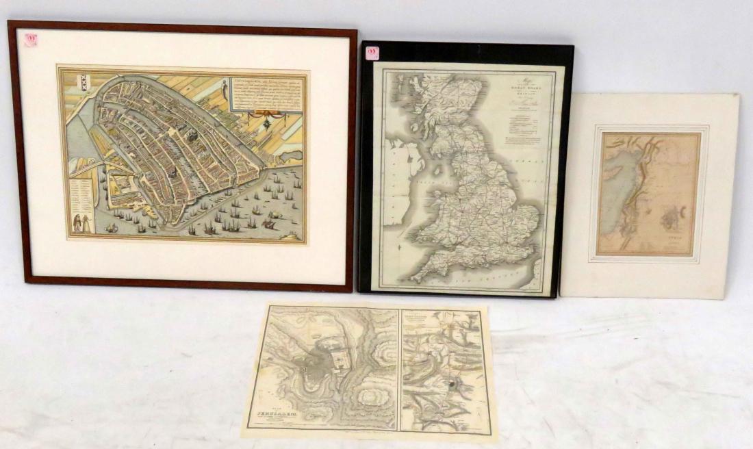 LOT (4) ENGRAVED MAPS INCLUDING ENVIRONS OF JERUSALEM, (1 of 3)