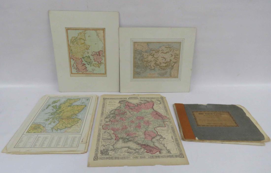 LARGE LOT ASSORTED EUROPEAN/WORLDWIDE ATLAS PAGES, (1 of 3)