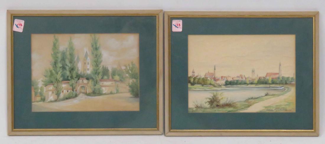 GERMAN SCHOOL (20TH CENTURY), LOT (2) WATERCOLOR AND (1 of 1)
