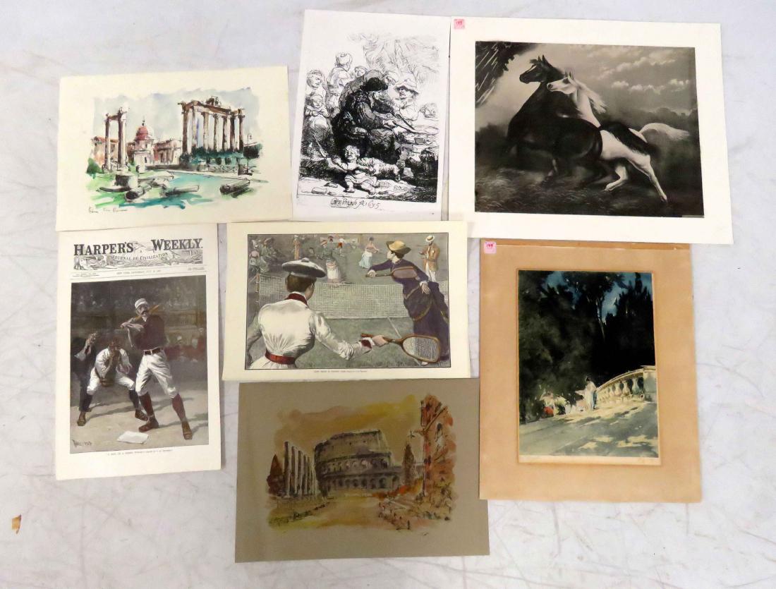 LOT (7) ASSORTED PRINTS INCLUDING HENRY LEROY (FRENCH (1 of 3)