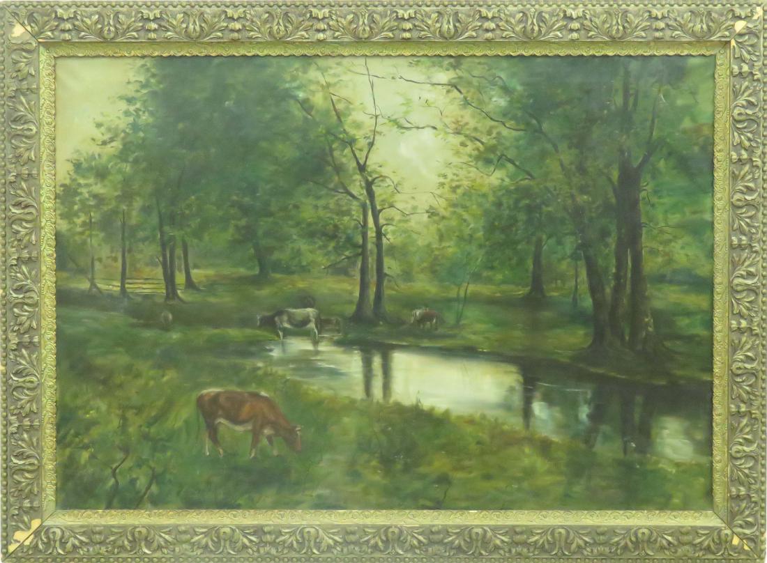 AMERICAN SCHOOL (19TH CENTURY), OIL ON CANVAS, COWS (1 of 3)