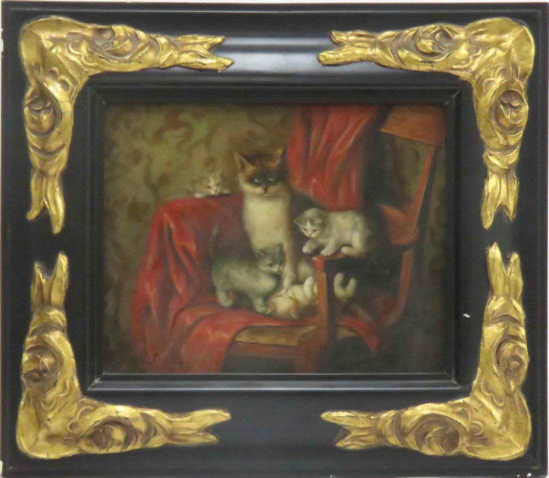 CONTINENTAL SCHOOL (20TH CENTURY), OIL ON BOARD, CAT (1 of 2)