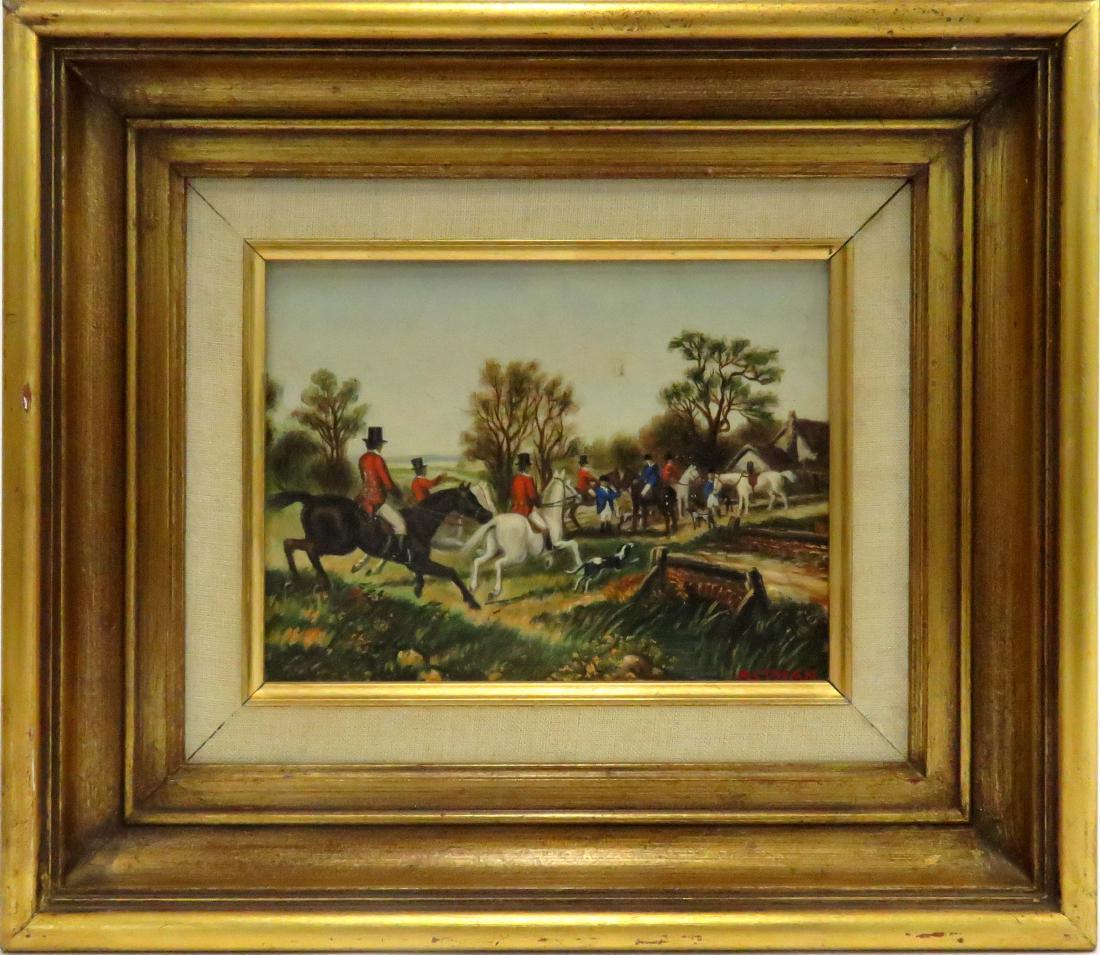 ENGLISH SCHOOL (20TH CENTURY), OIL ON PANEL, HUNT (1 of 3)