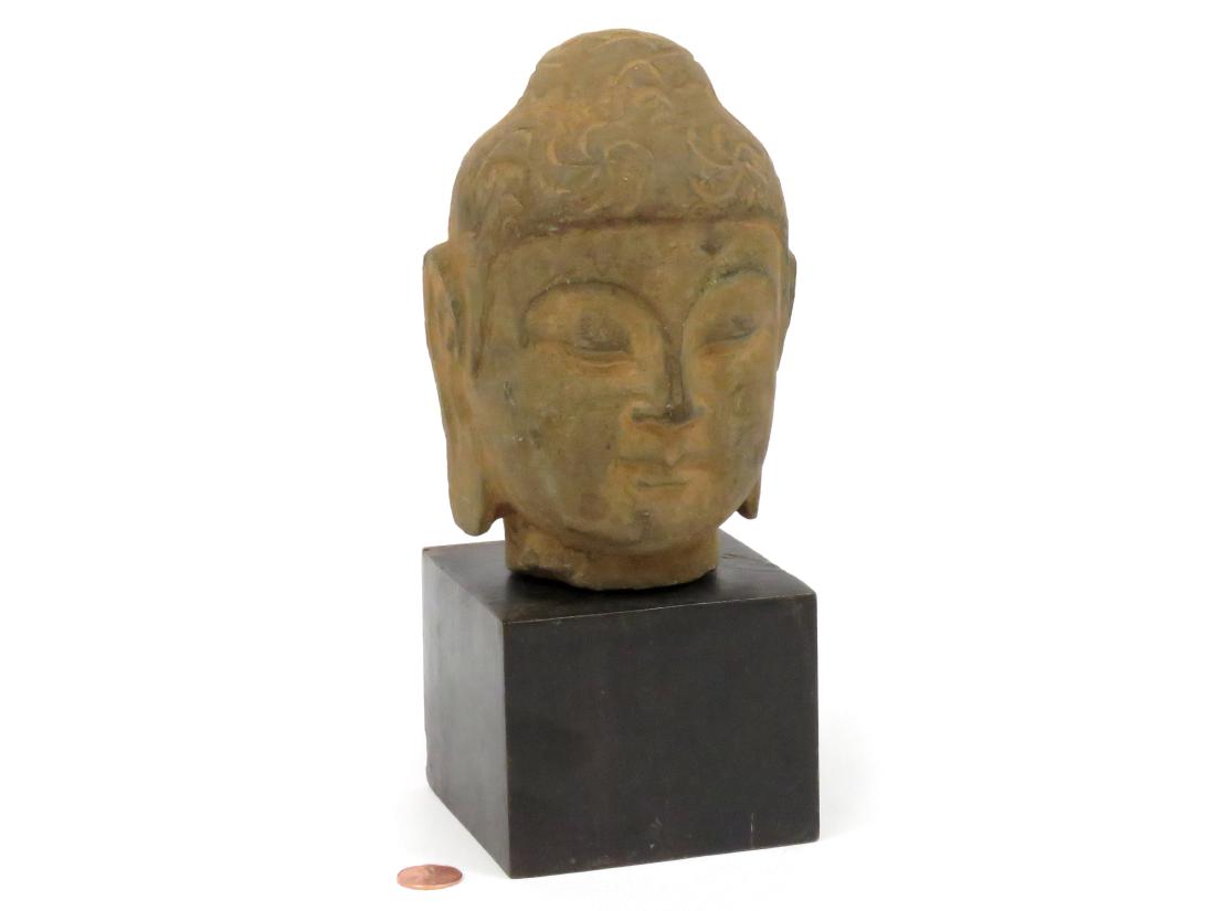 GANDHARA STYLE SCHIST HEAD OF BUDDHA. HEIGHT 6 1/2" (1 of 2)