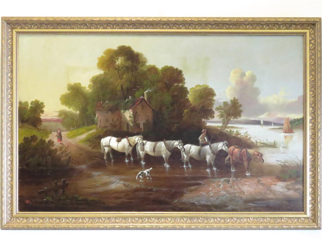 ENGLISH SCHOOL (19TH CENTURY), OIL ON CANVAS, HORSES (1 of 4)