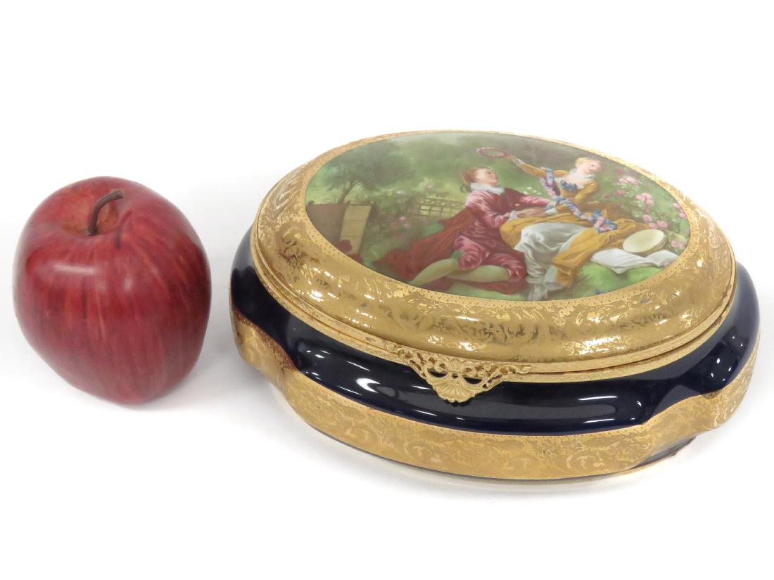 IMPERIAL LIMOGES COBALT AND GILT DECORATED DRESSER BOX (1 of 4)