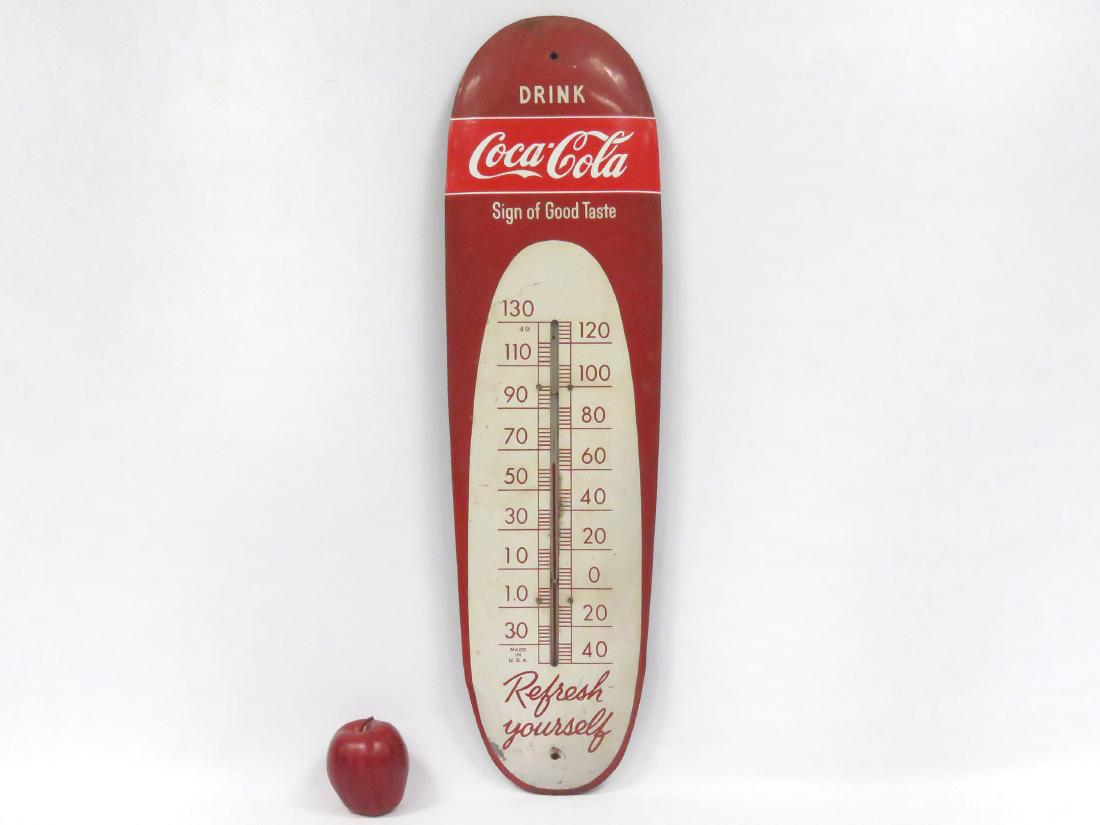 VINTAGE TIN LITHO COCA-COLA THERMOMETER SIGN. HEIGHT 30 (1 of 1)