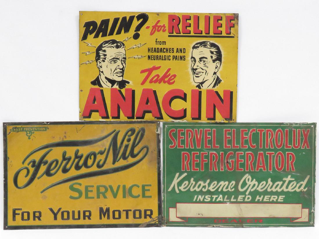 LOT (3) VINTAGE STAMPED STEEL SIGNS INCLUDING (1 of 1)