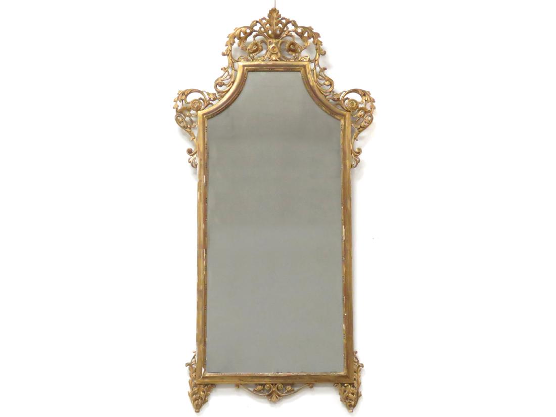 ITALIAN GILT CARVED FRAMED MIRROR. OVERALL 56 1/4 X 28 (1 of 2)