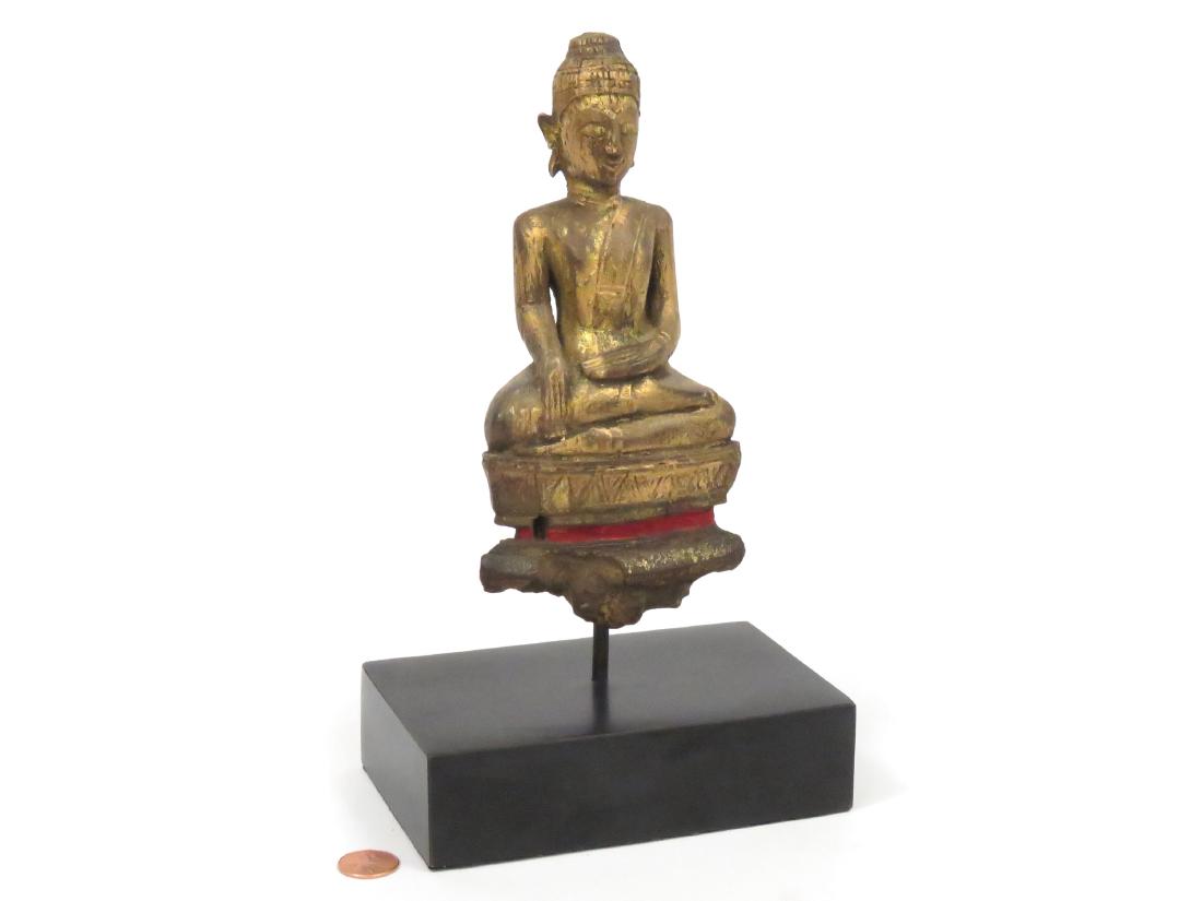 THAI CARVED AND GILT WOOD BUDDHA BHUMISPARSA MUDRA (1 of 2)