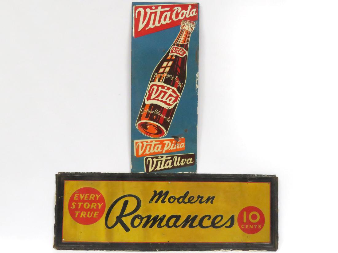 LOT (2) VINTAGE STAMPED STEEL SIGNS INCLUDING "VITA (1 of 1)