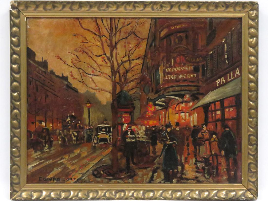 FRENCH SCHOOL (20TH CENTURY), OIL ON CANVAS, BOULEVARD: FRENCH SCHOOL (20TH CENTURY), OIL ON CANVAS, BOULEVARD PARISIEN, BEARING SIGNATURE EDOUARD CORTES. 20 1/2 X 26"; FRAMED 24 X 29 1/2"