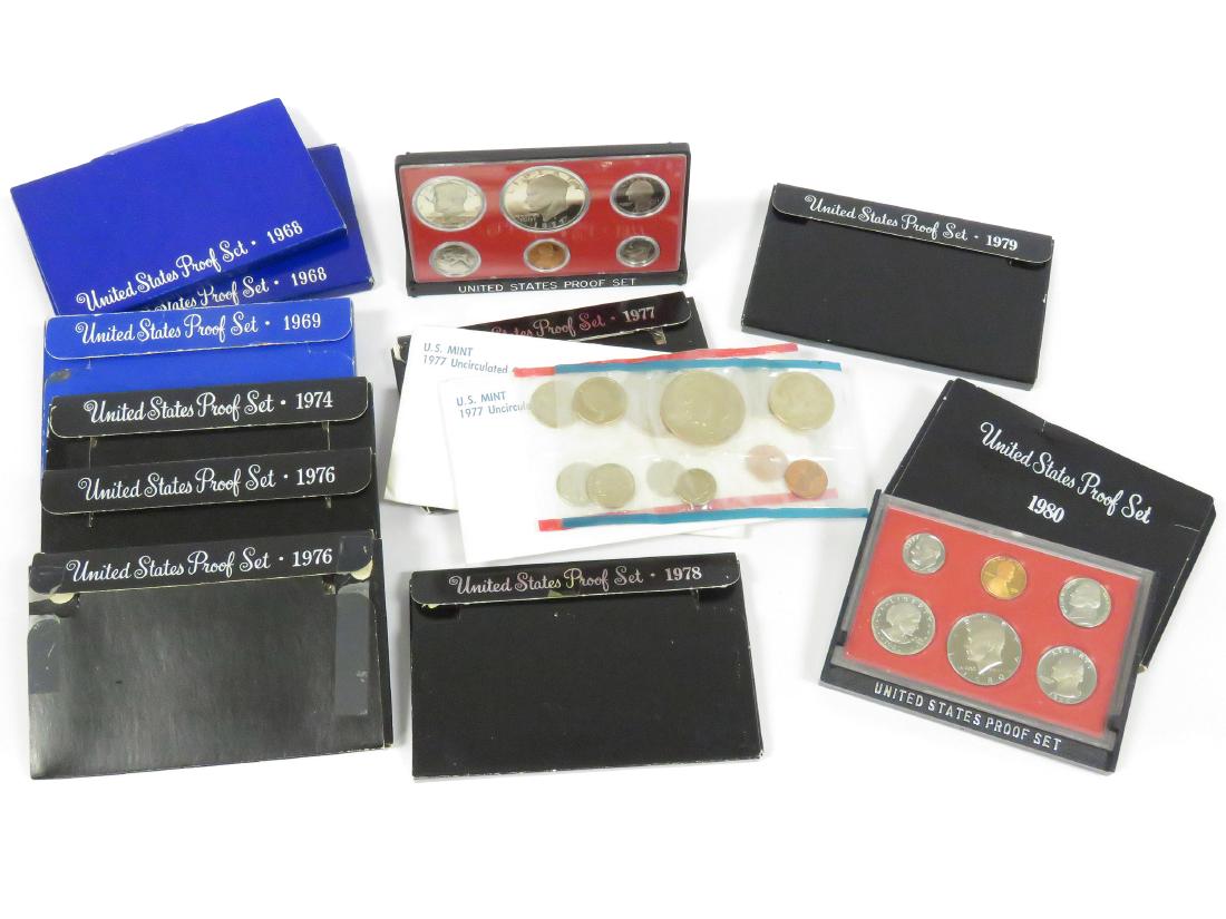 LOT (13) INCLUDING (11) ASSORTED US PROOF SETS, (1 of 1)