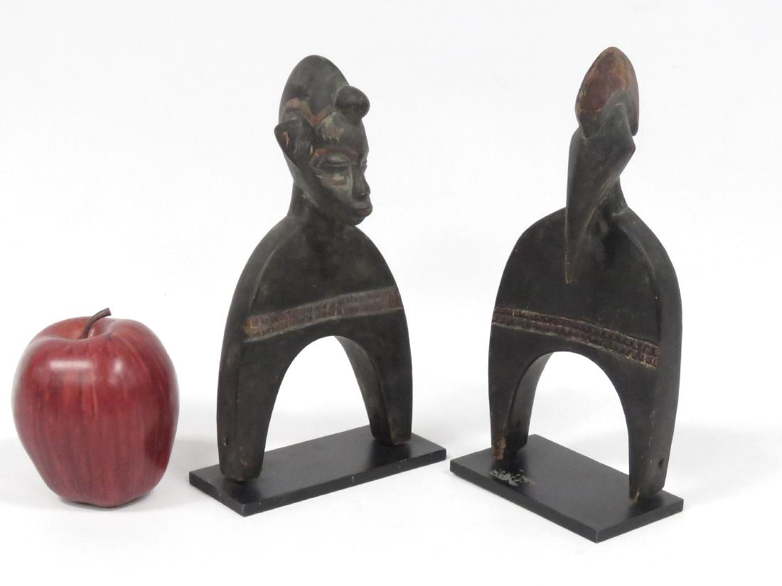 LOT (2) SENUFO, IVORY COAST, CARVED HEDDLE PULLEYS. (1 of 2)
