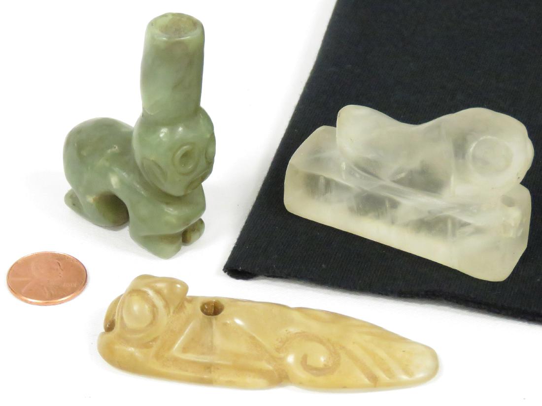 LOT (3) TAINO HARDSTONE AMULETS. LARGEST/HEIGHT 3" (1 of 2)