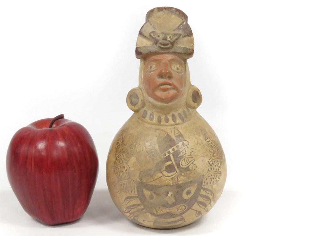 MOCHICA, PERU, CERAMIC FACE POT, PRE-COLUMBIAN. HEIGHT (1 of 3)