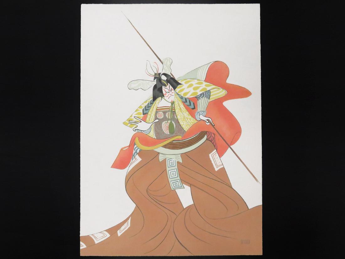 AL HIRSCHFELD (AMERICAN 1903-2006), LITHOGRAPH IN: AL HIRSCHFELD (AMERICAN 1903-2006), LITHOGRAPH IN COLOR, SHIBARAKU FOR THE KABUKI THEATRE, SIGNED (IN PENCIL) 193/275. SHEET 21 1/2 X 22 1/2"