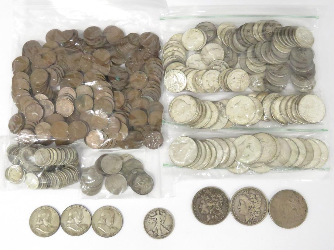 LOT ASSORTED US COINS INCLUDING (3) MORGAN/PEACE SILVER (1 of 1)
