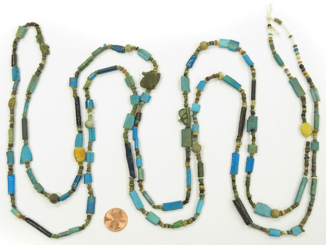 EGYPTIAN FAIENCE MUMMY BEAD NECKLACE. LENGTH 80" (1 of 2)