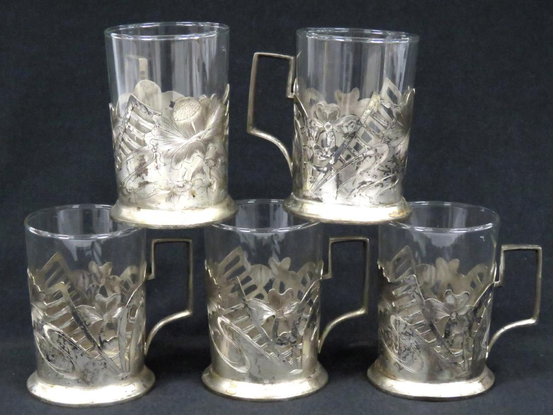 SET (5) WMF "FEUERFEST" SILVER PLATE AND GLASS DRINKING (1 of 4)