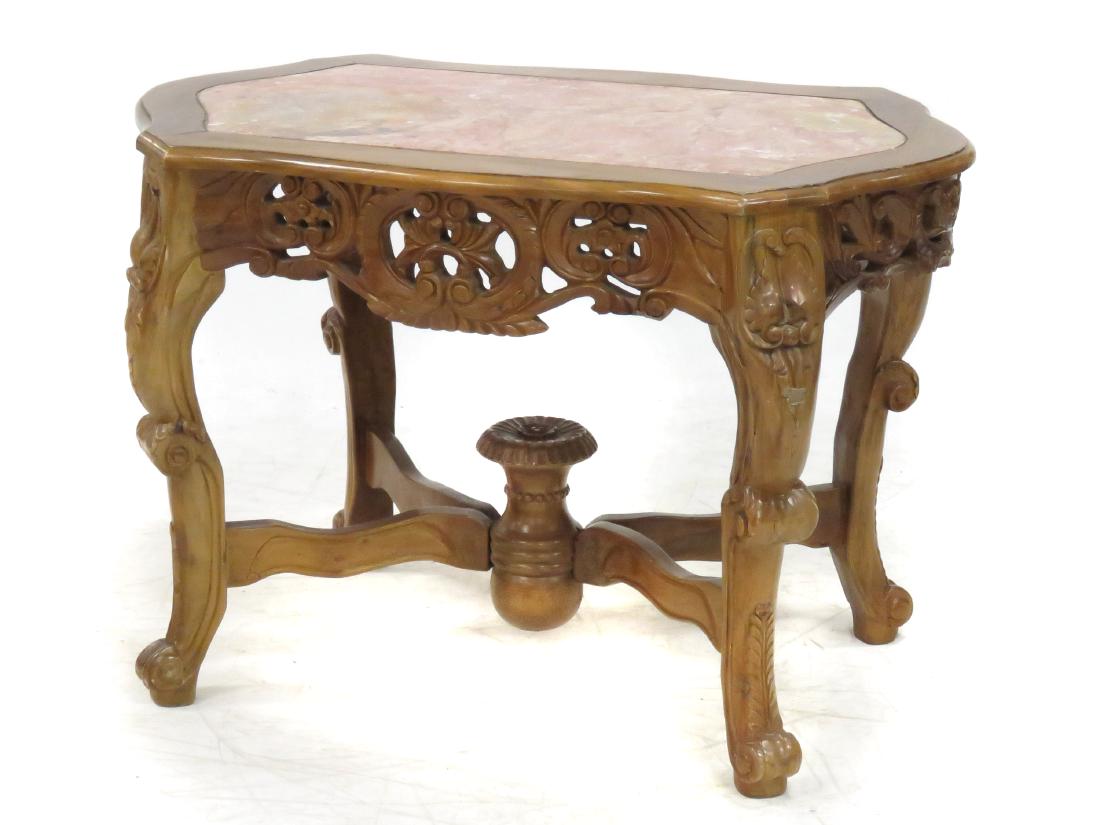 ANGLO INDIAN STYLE CARVED WALNUT CENTER TABLE WITH (1 of 2)
